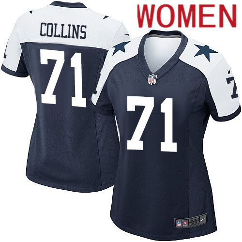 Women Dallas Cowboys 71 Lael Collins Nike Navy Alternate Game Team NFL Jersey